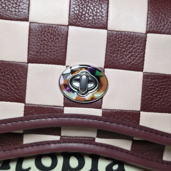 Coach 💥😱NWT Coachtopia Wavy Dinky Bag in Wine/Pink Checkerboard - Picture 8 of 12